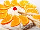 Рецепта Домашна бяла желирана торта с портокали и сметана